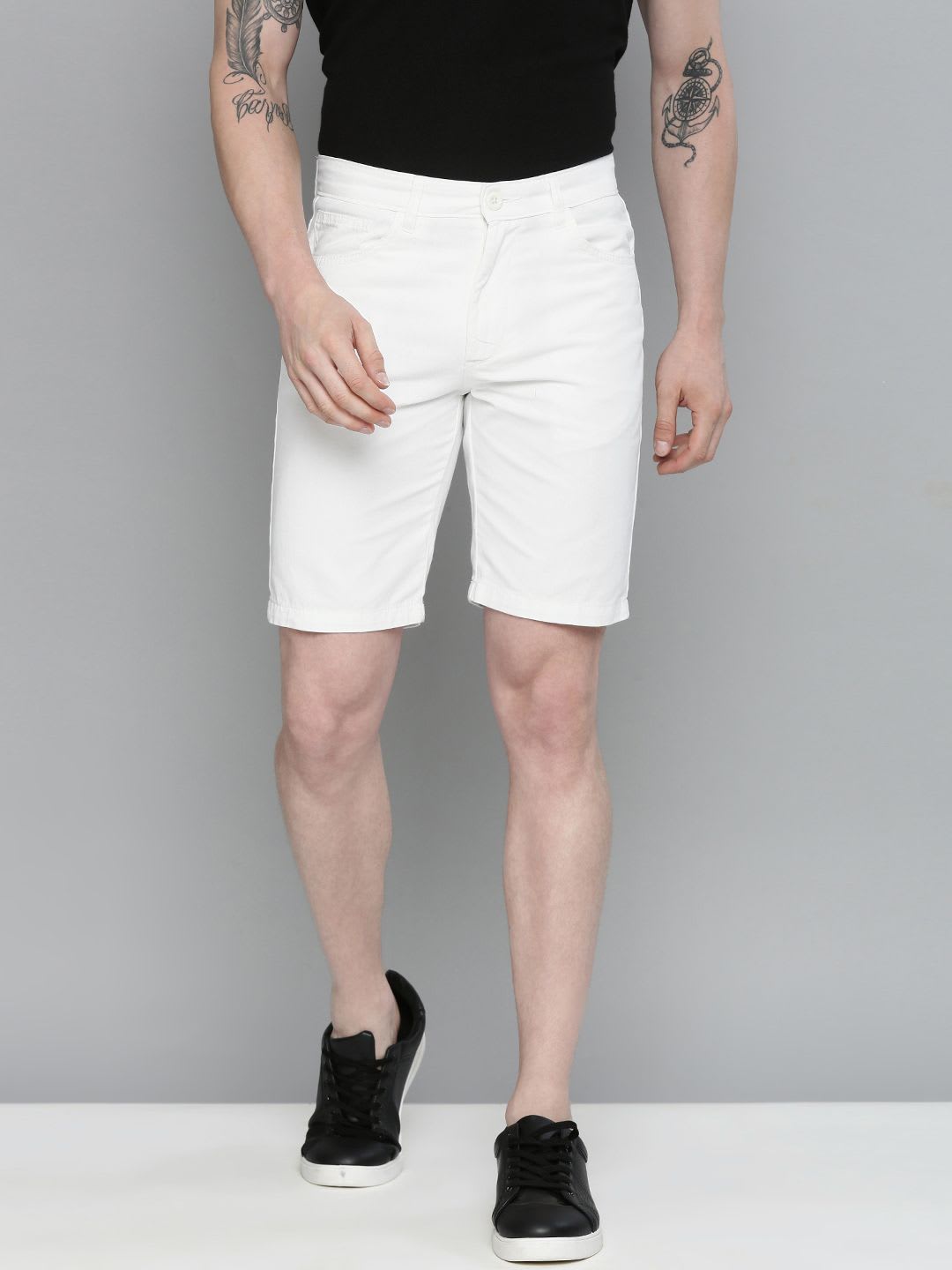 The Indian Garage Co Men White Slim Fit Chino Shorts - default view