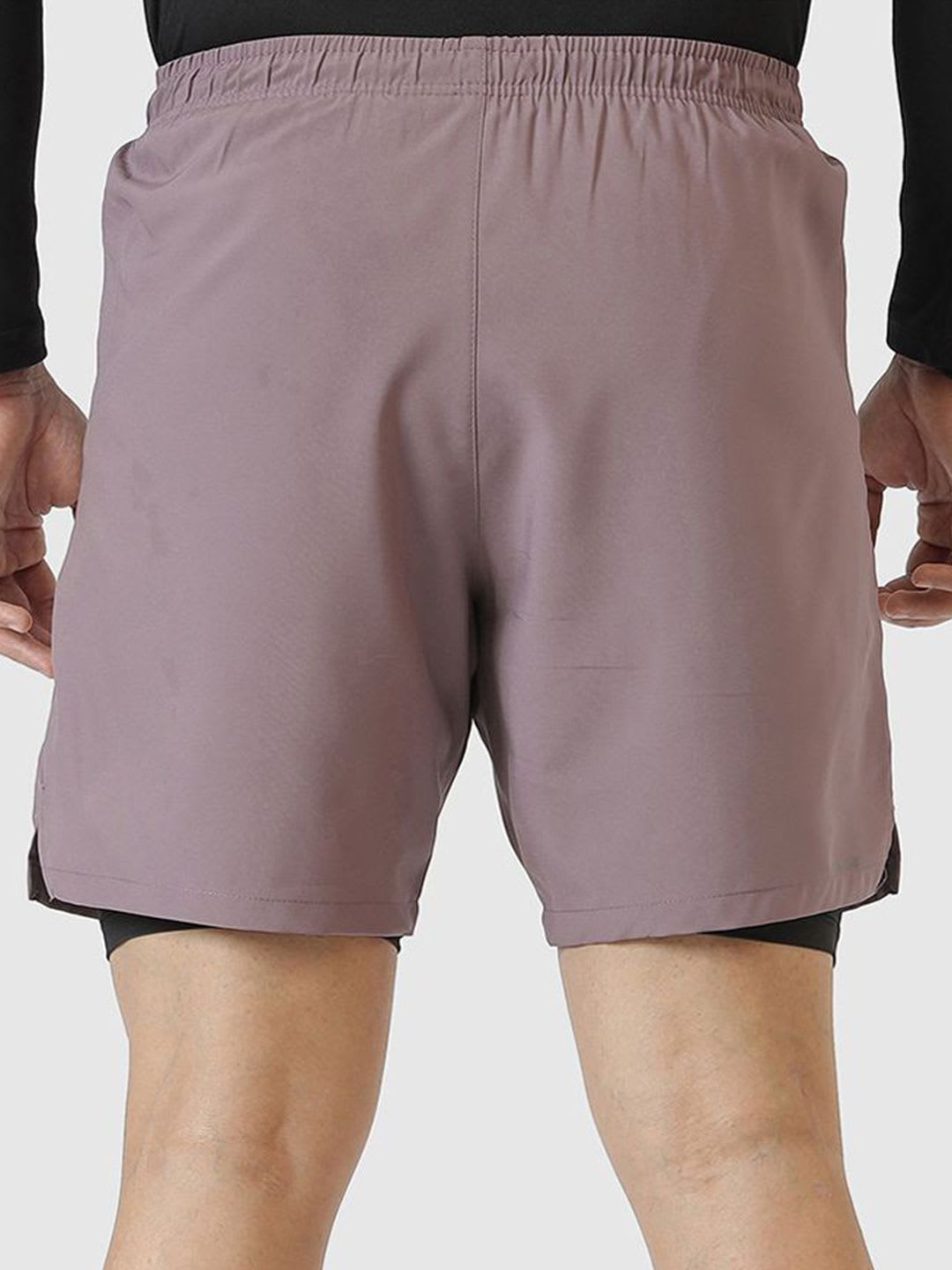 FUAARK Double Layer 2 in 1 Sports Shorts with Inner Tights for Men with Pocket - back view