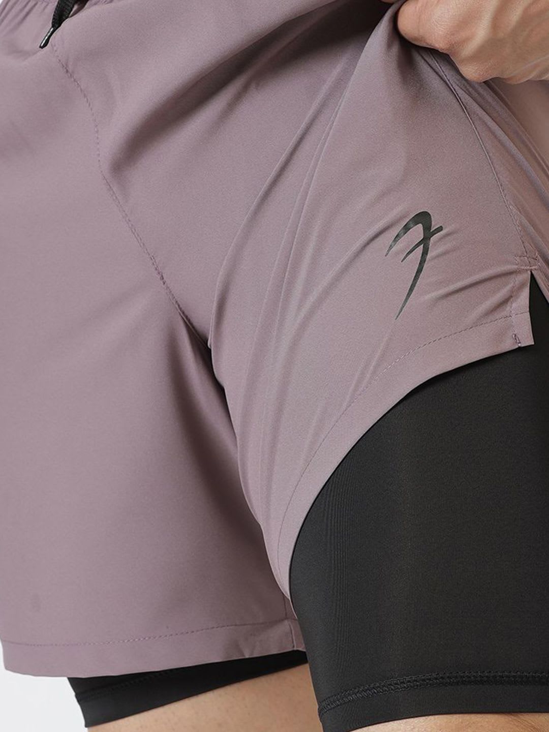 FUAARK Double Layer 2 in 1 Sports Shorts with Inner Tights for Men with Pocket - left view