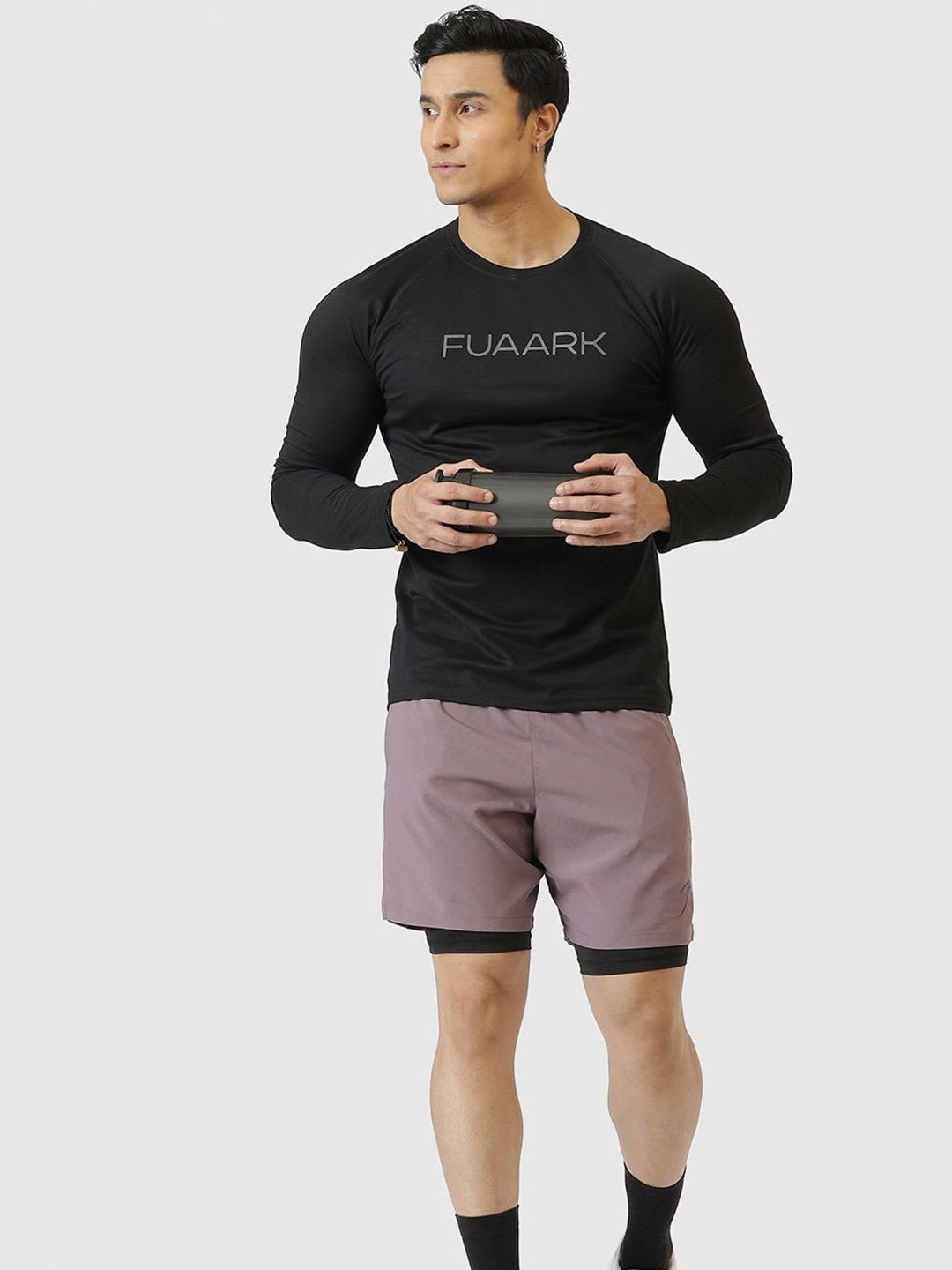 FUAARK Double Layer 2 in 1 Sports Shorts with Inner Tights for Men with Pocket - right view