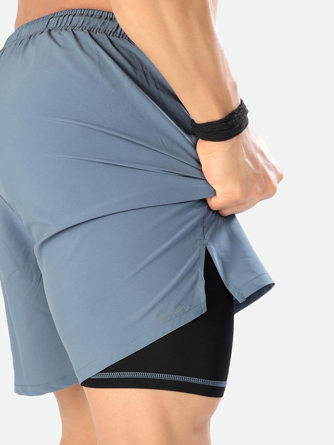 FUAARK Men Blue Skinny Fit High-Rise Training or Gym Sports Shorts with Antimicrobial Technology - left view