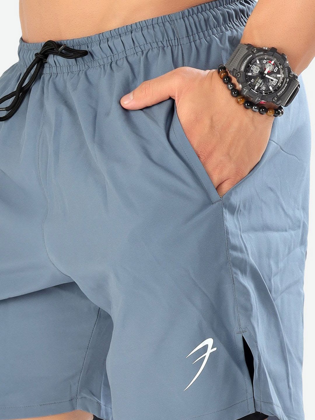 FUAARK Men Blue Skinny Fit High-Rise Training or Gym Sports Shorts with Antimicrobial Technology - right view
