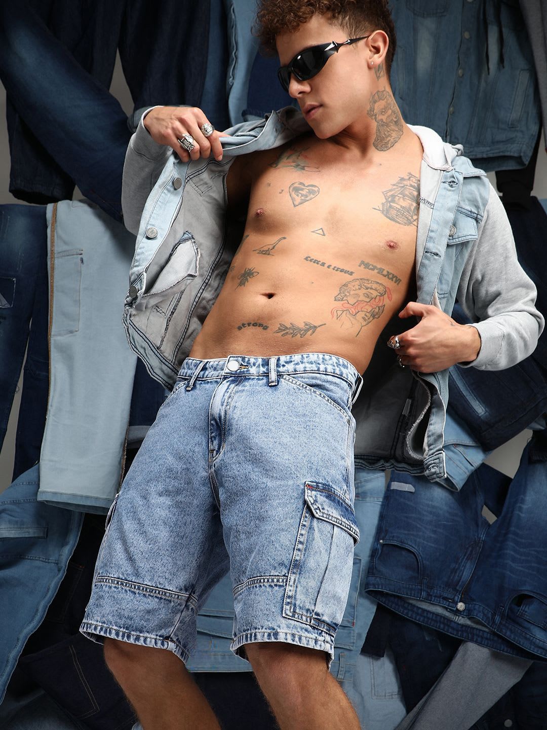 CAHOOT Men Comfort Light Fade Stretchable Denim Shorts - left view