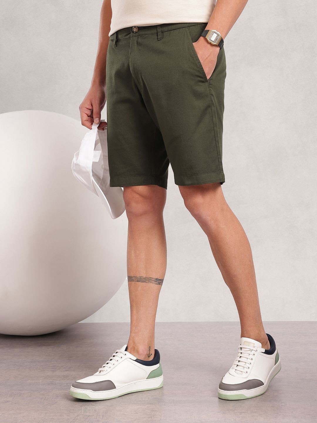 Nautica Men Solid Pure Cotton Slim Fit Chino Shorts - default view