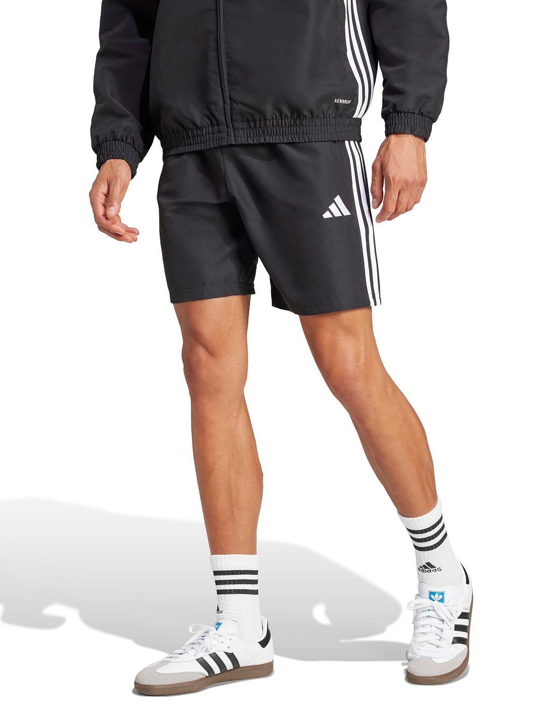 ADIDAS Men Tiro ES Side Striped Brand Logo Printed Aeroready Football Sports Shorts - default view