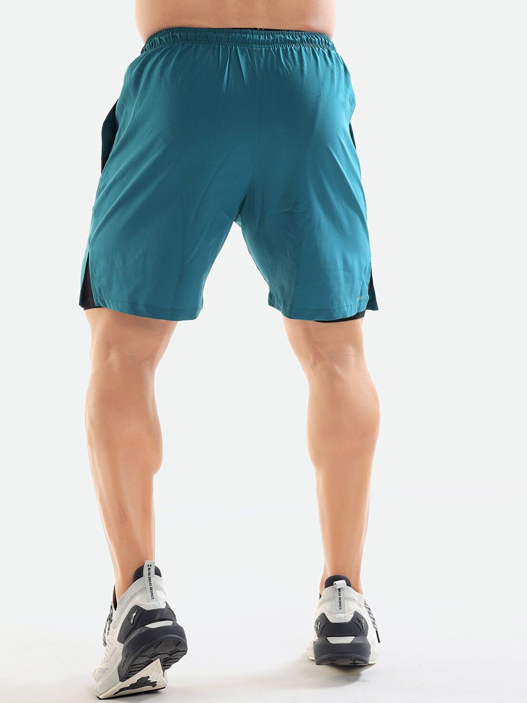 FUAARK Men Teal Skinny Fit High-Rise Training or Gym Sports Shorts with Antimicrobial Technology - right view