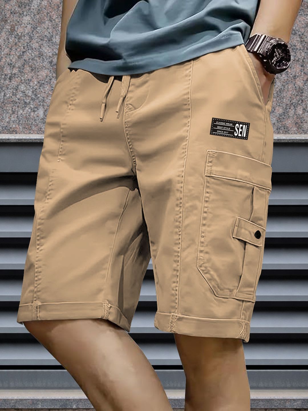 MODALEN Men Mid-Rise Cotton Cargo Shorts - default view