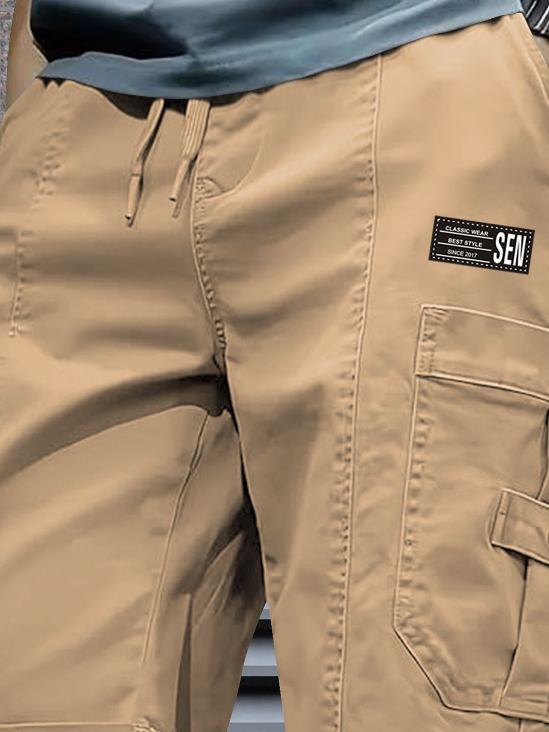 MODALEN Men Mid-Rise Cotton Cargo Shorts - left view