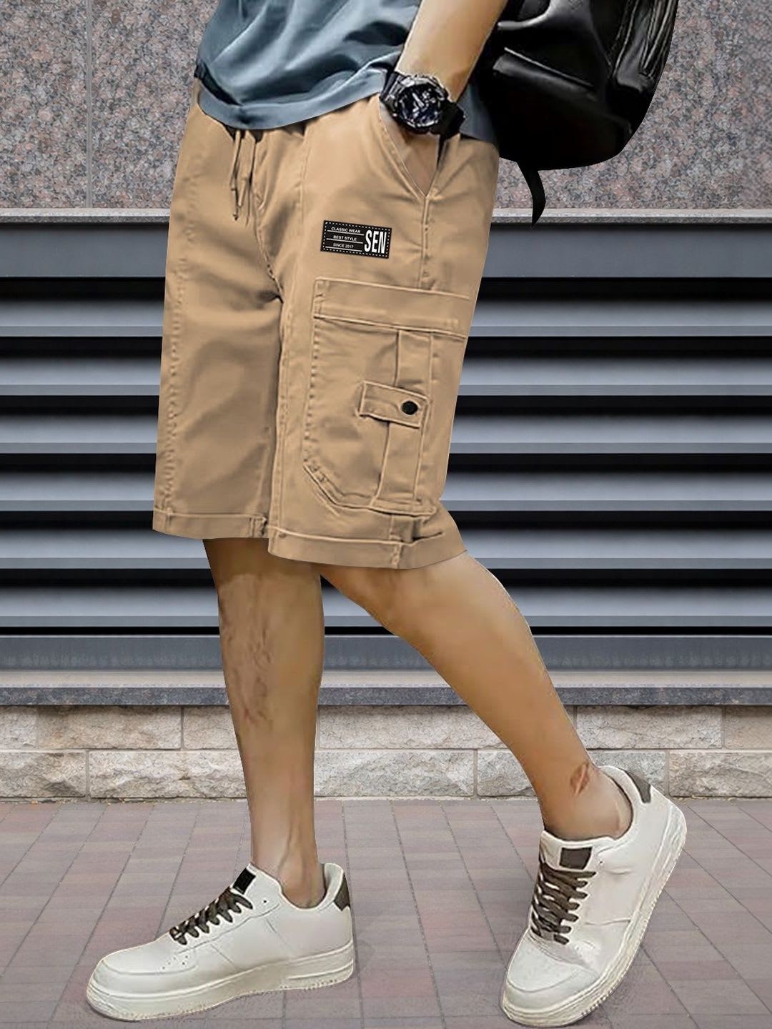 MODALEN Men Mid-Rise Cotton Cargo Shorts - right view
