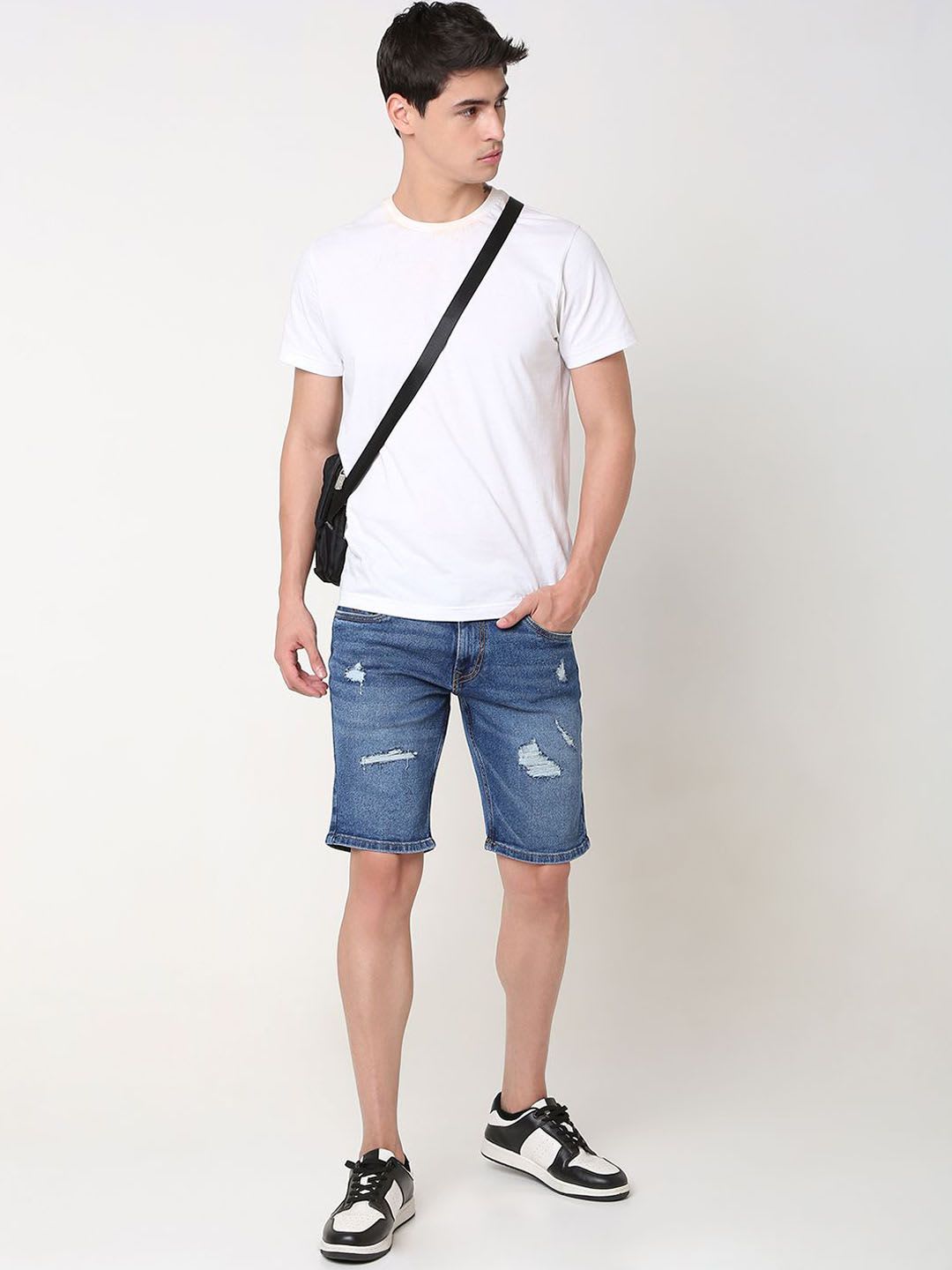 SPYKAR Men Washed Denim Shorts Technology - left view