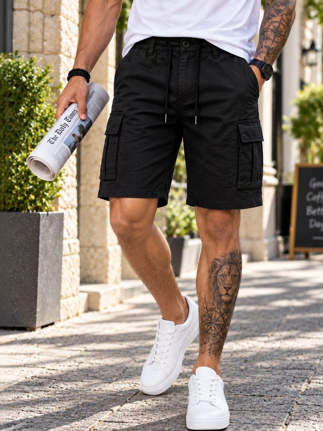 VOGAAN Men Cargo Shorts - back view
