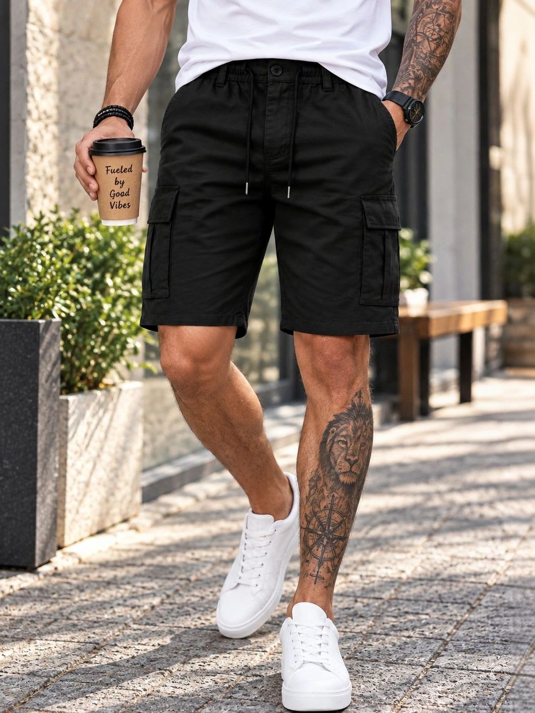 VOGAAN Men Cargo Shorts - left view