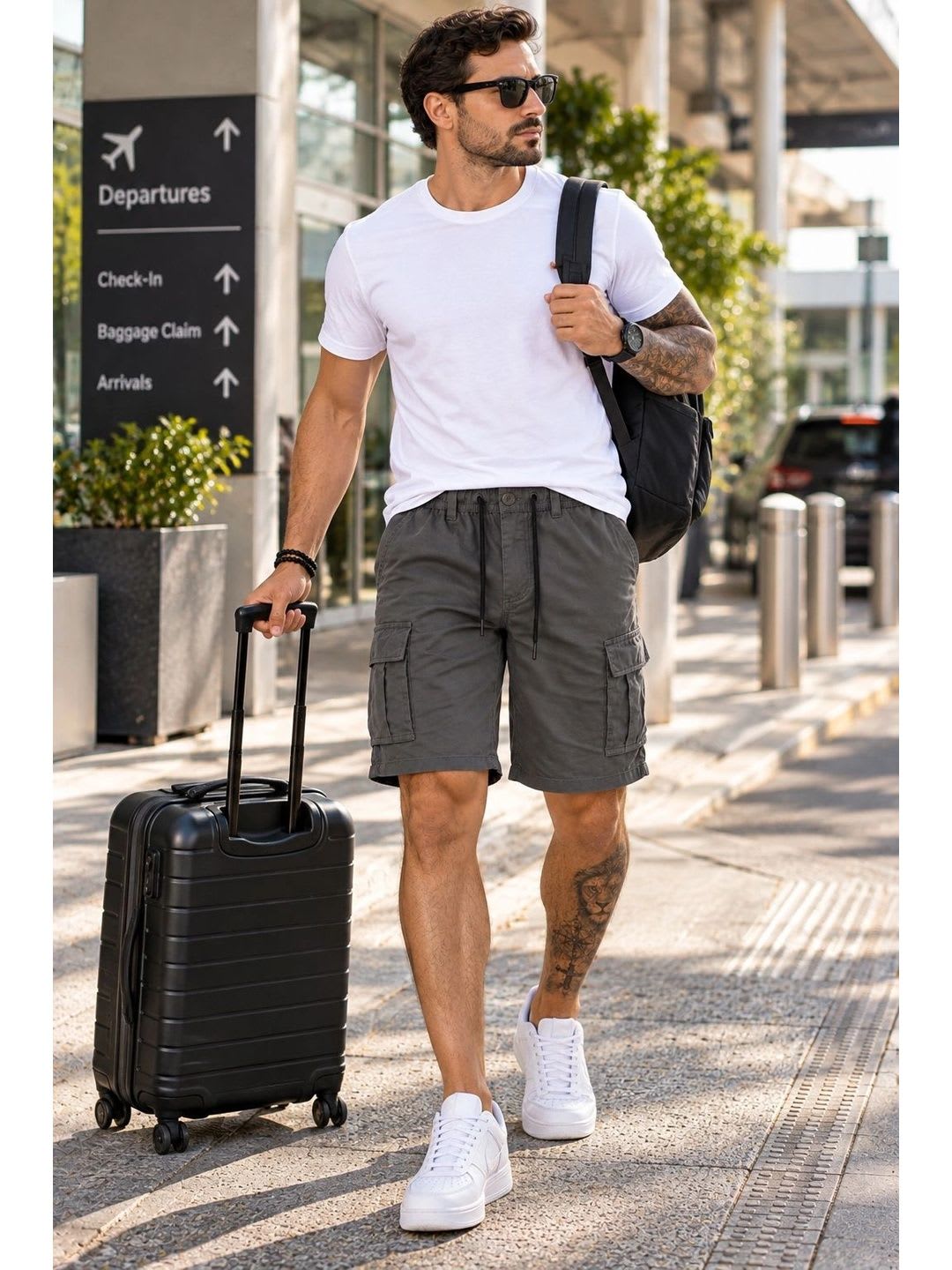 VOGAAN Men Cargo Shorts - left view