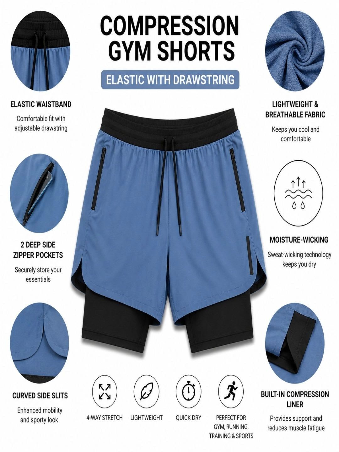 coastal clothier Men Training or Gym Sports Shorts - right view