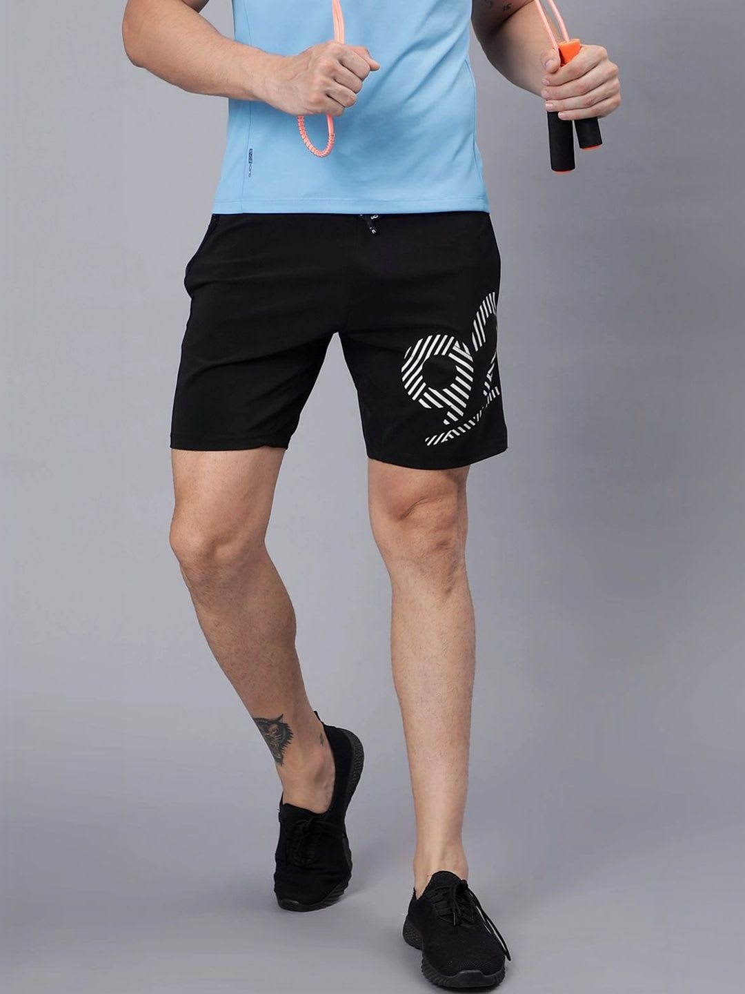92 Men Printed Training or Gym Sports Shorts - default view