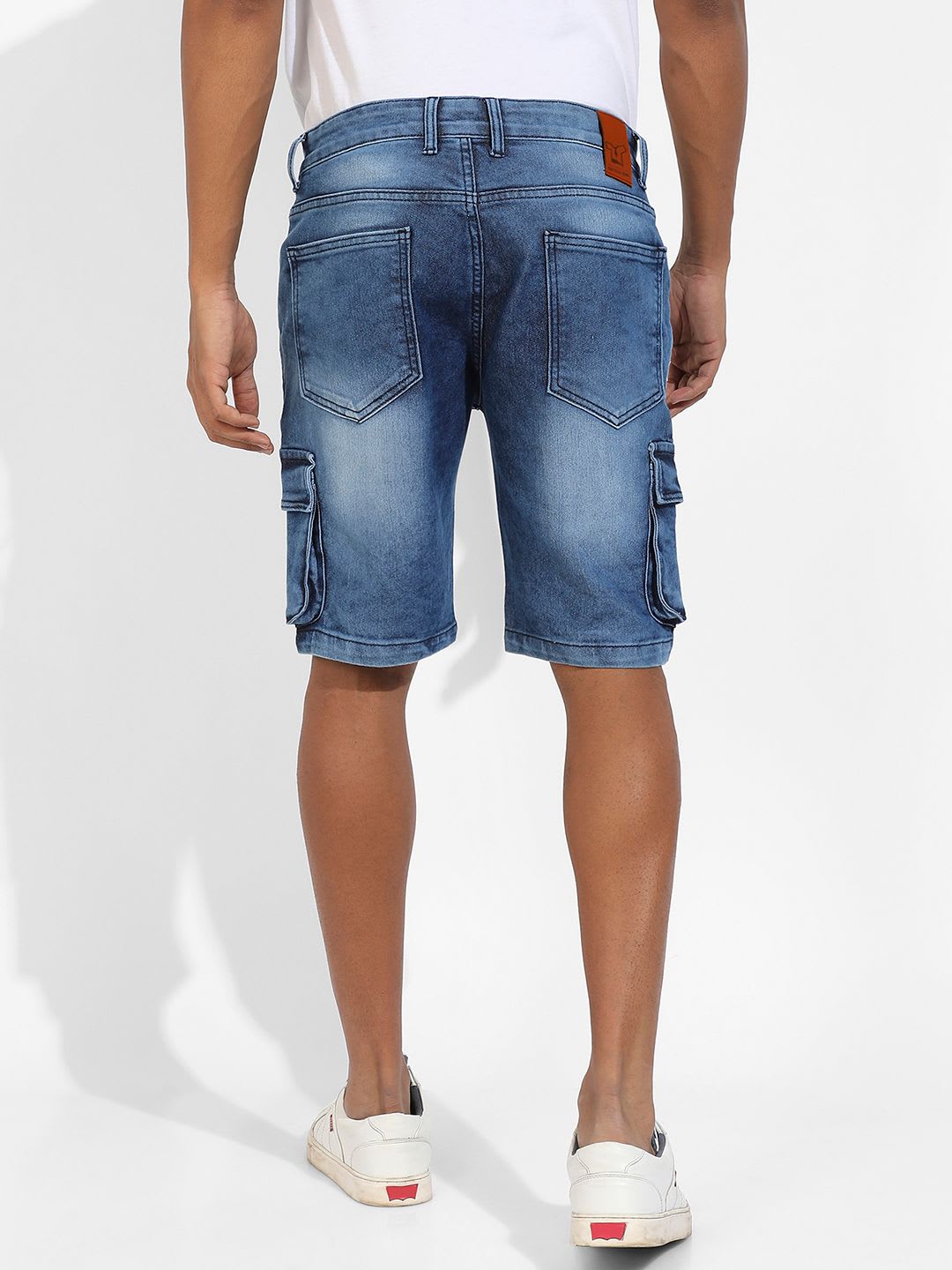 CAHOOT Men Washed Regular Fit Mid Rise Outdoor Cotton Shorts - back view
