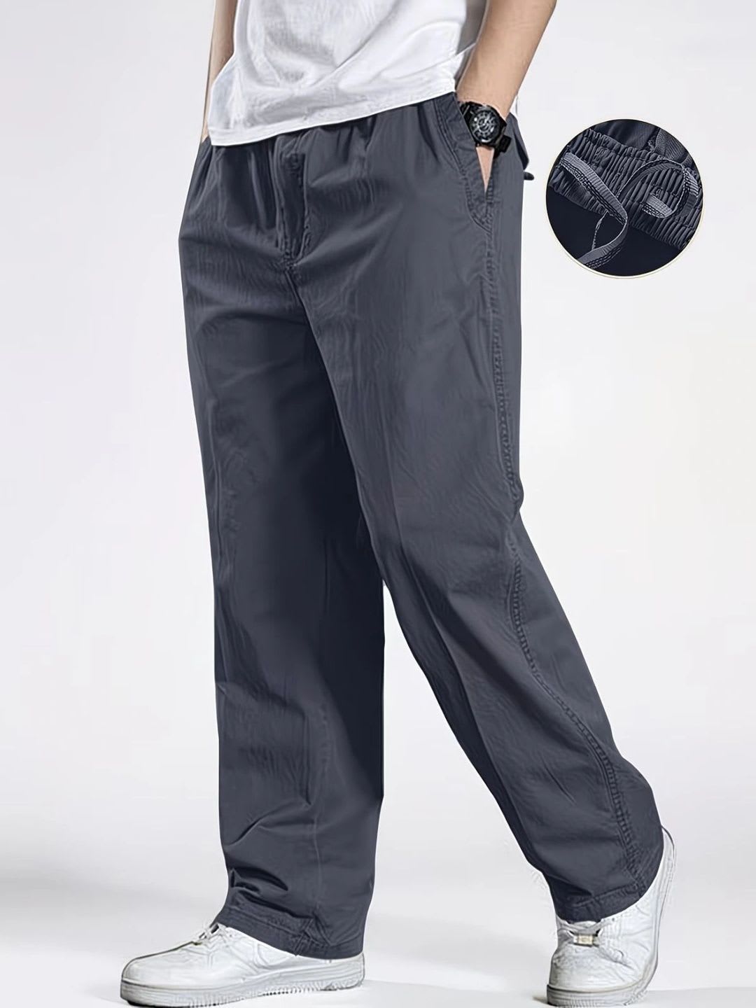 FABRIPPLE Men Easy Wash Pleated Button Trousers - default view