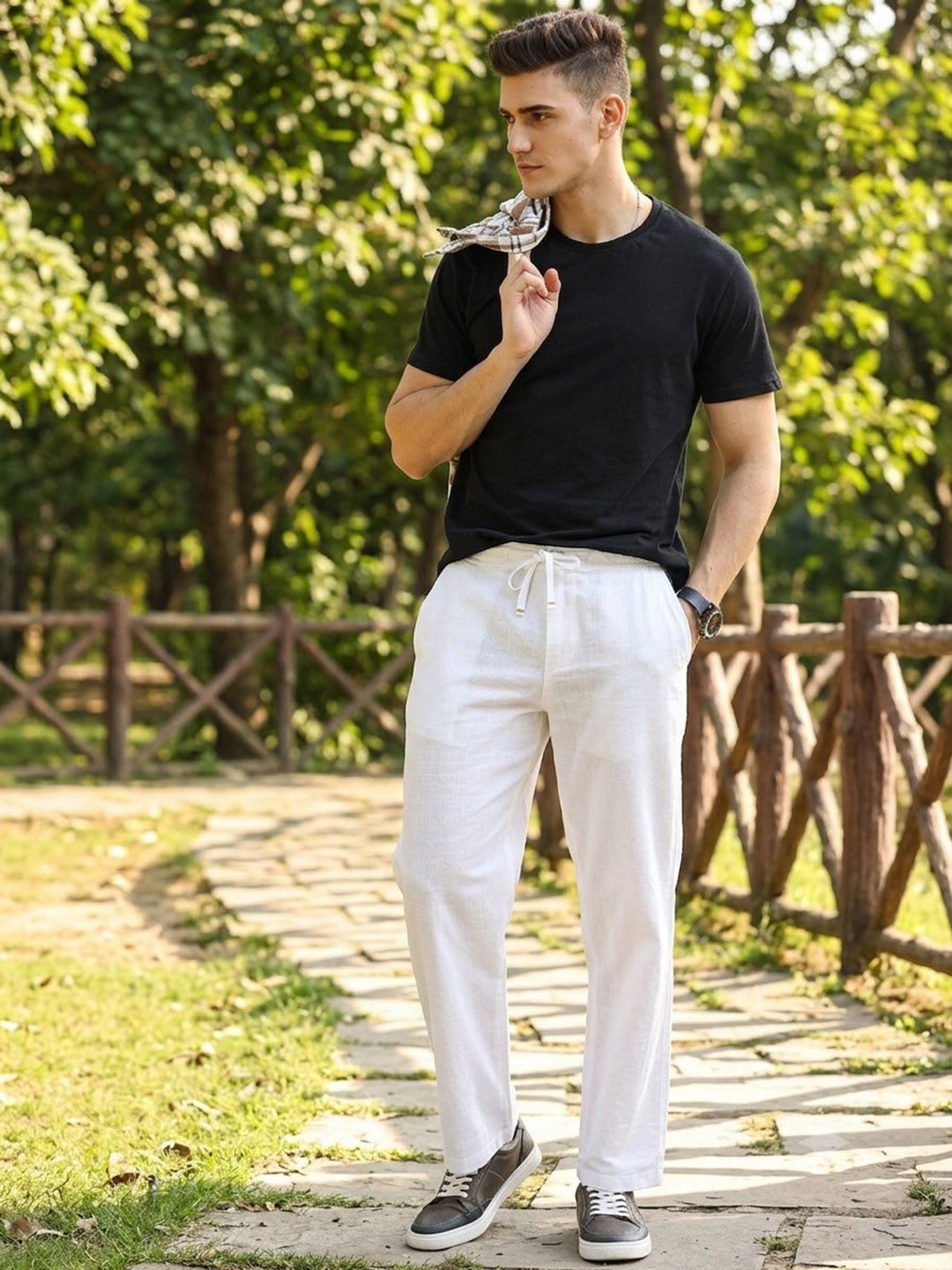 Roadster The Roadster Lifestyle Co Linen Relaxed-Fit Regular Trousers - left view