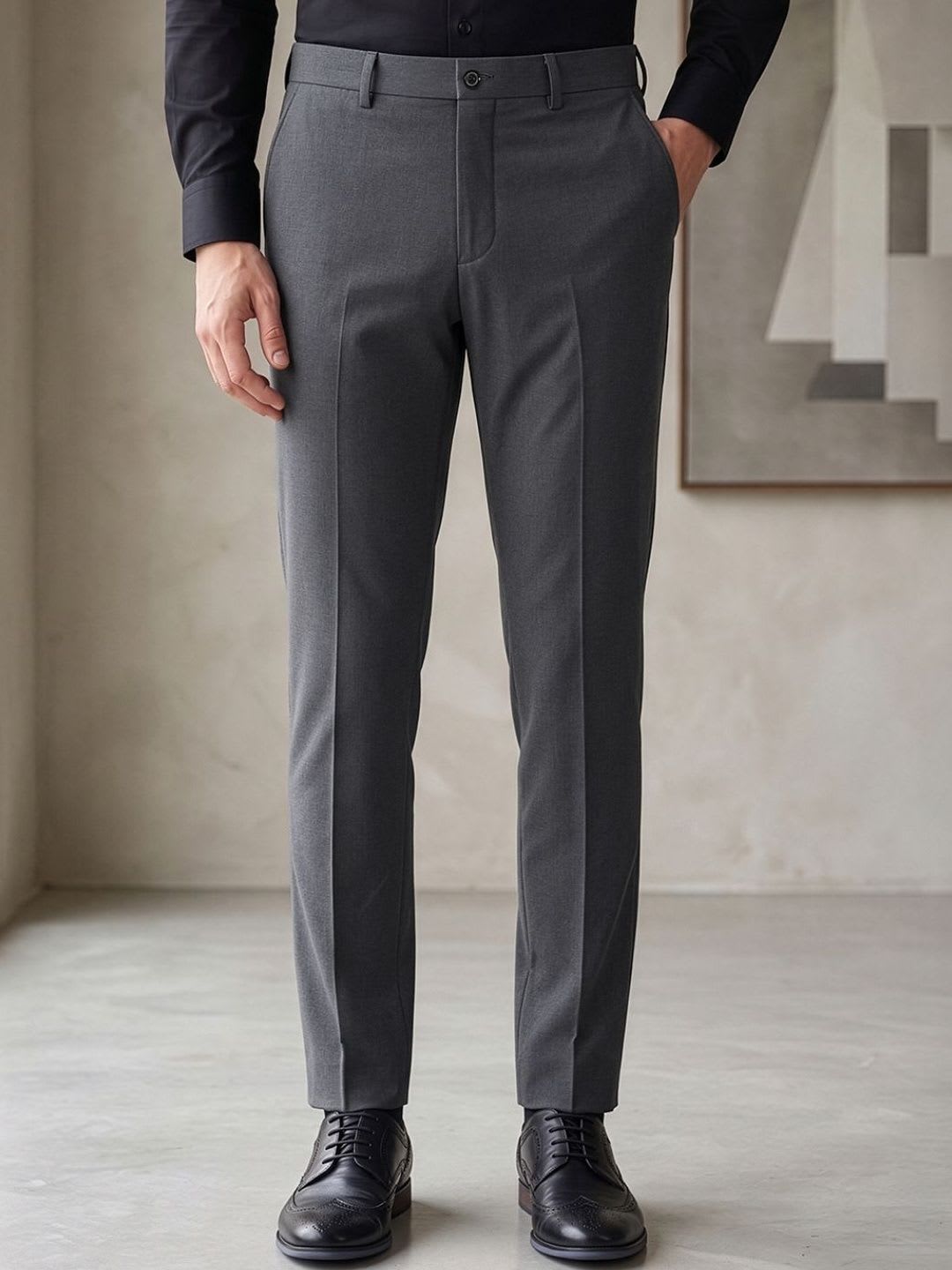 Louis Philippe Men Superslim Fit Everyday Wear Comfort Stretch Formal Trouser - default view