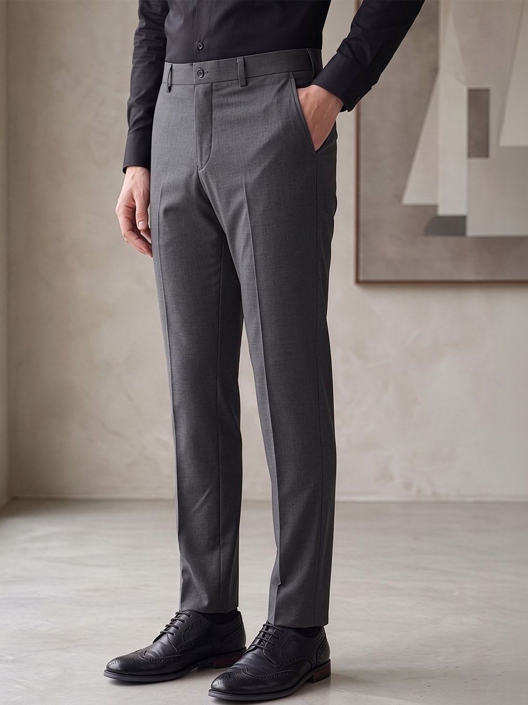 Louis Philippe Men Superslim Fit Everyday Wear Comfort Stretch Formal Trouser - back view