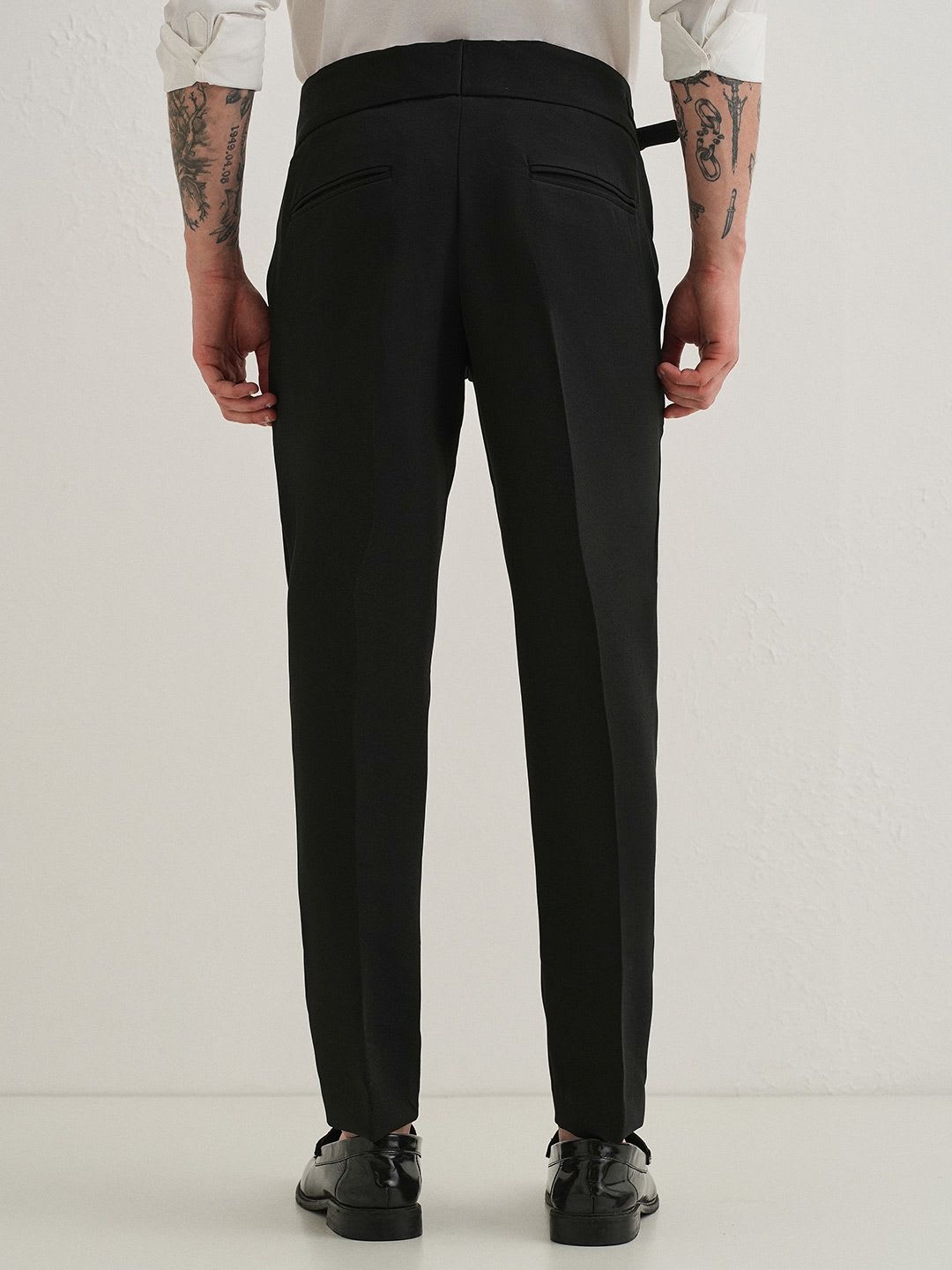 Banana Club Men Black Original Gurkha Slim Fit Pleated Trousers - back view
