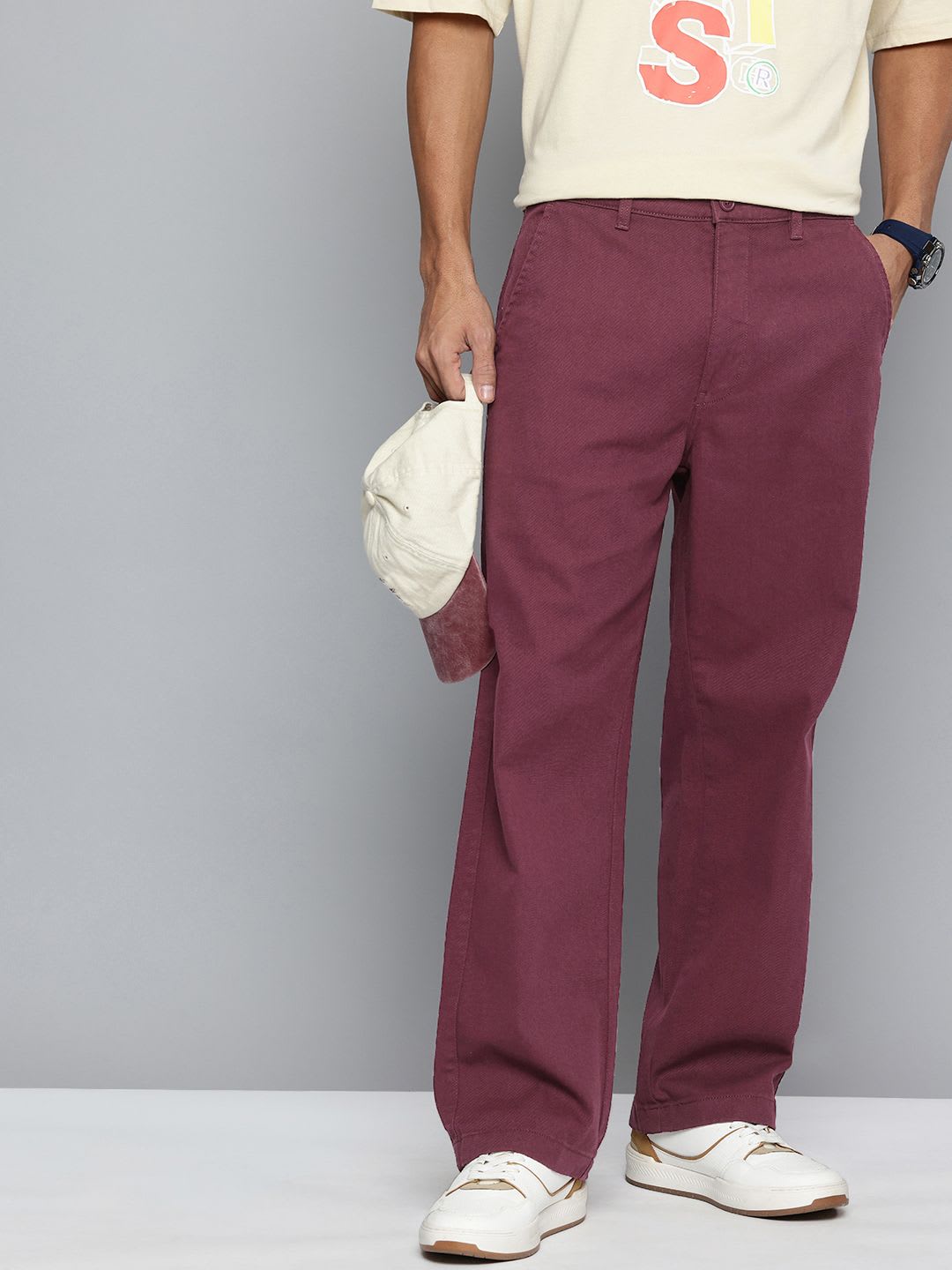 Levis Men Wide Leg Pure Cotton Chinos Trousers - default view