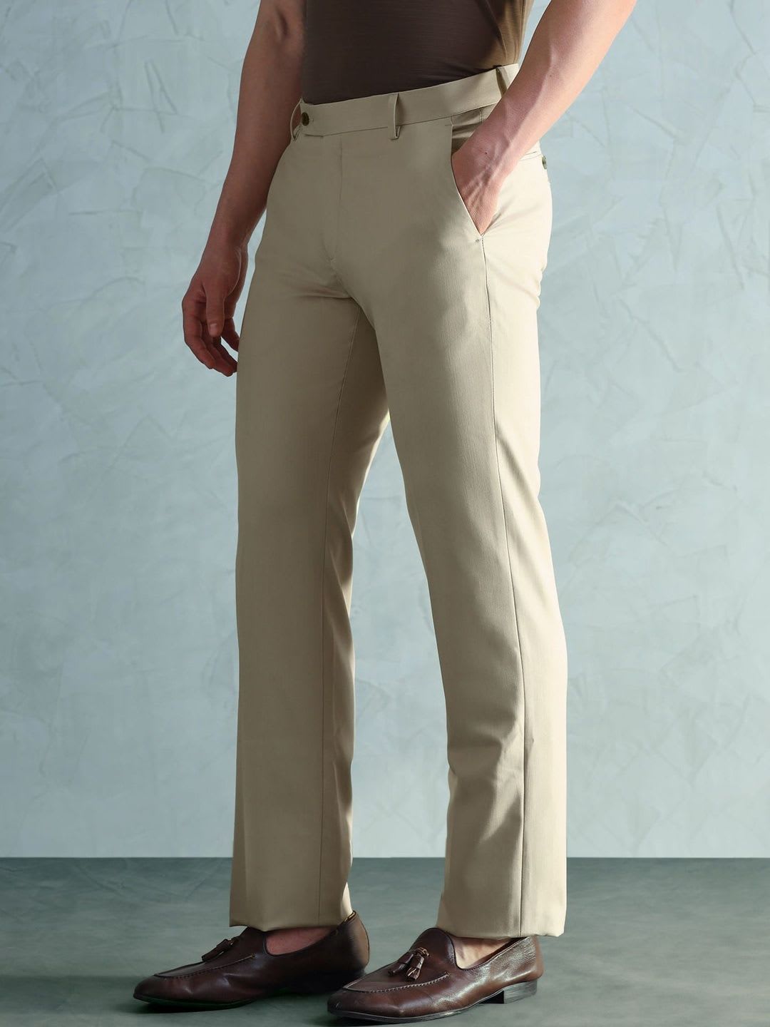 Arrow Men Mid-Rise Regular Fit Formal Trousers - right view