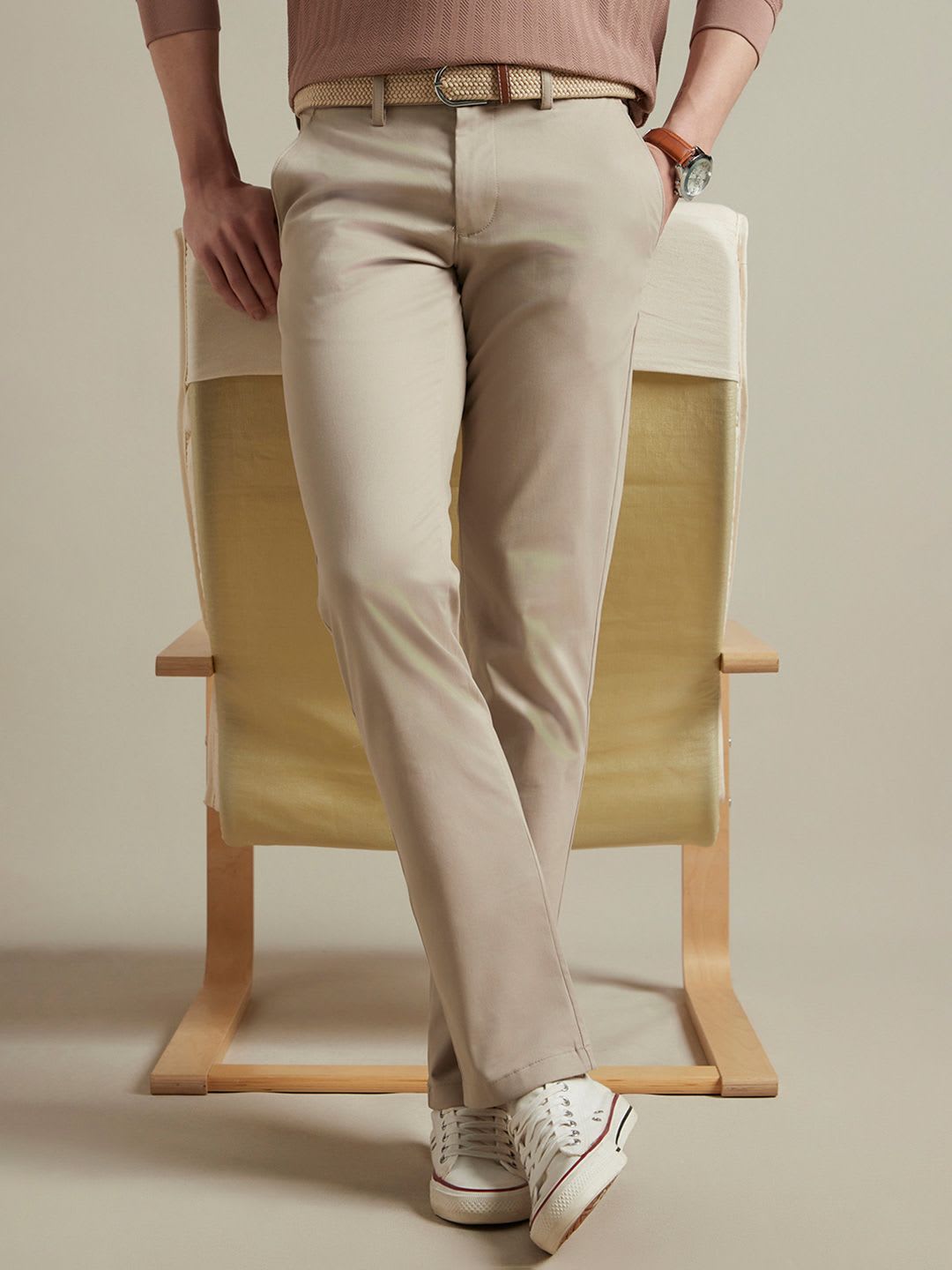 Louis Philippe Sport Men Slim Fit Textured Casual Trouser - left view
