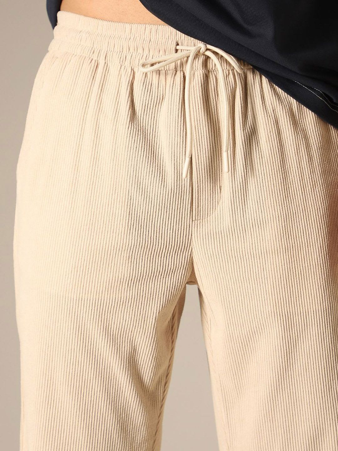 Banana Club Men Cream Relaxed Corduroy Cotton Trousers - left view