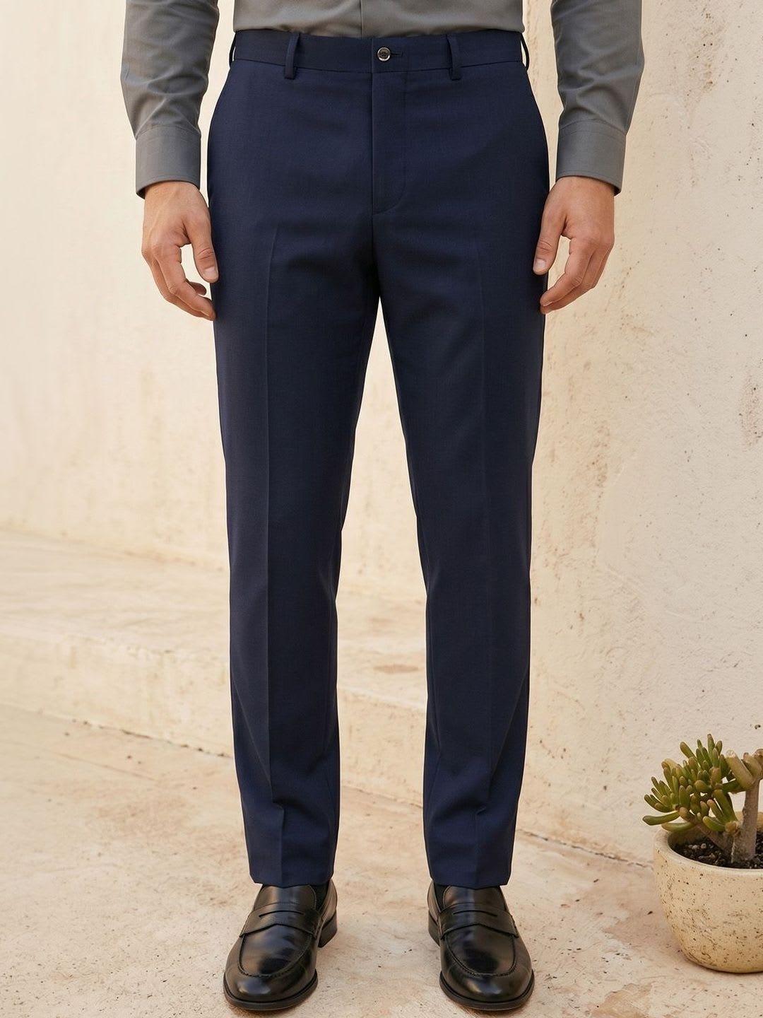 Louis Philippe Men Superslim Fit Everyday Smart Wear Comfort Stretch Formal Trouser - default view