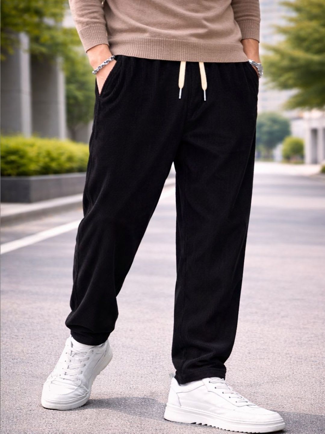 R.Code by The Roadster Life Co. Men Relaxed Easy Wash Trousers - default view