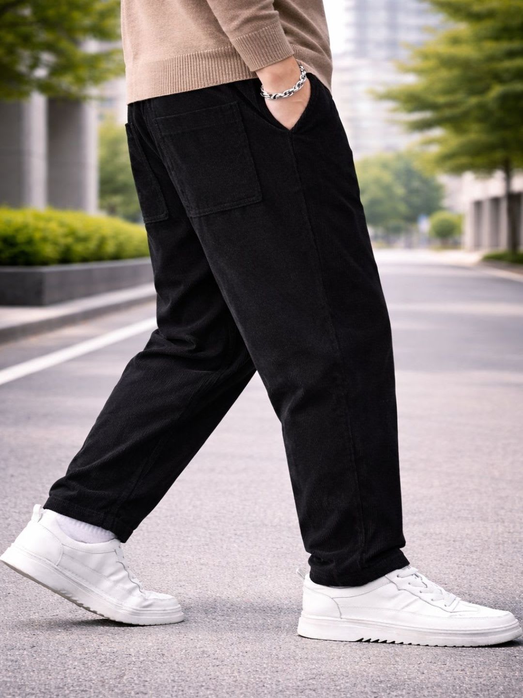 R.Code by The Roadster Life Co. Men Relaxed Easy Wash Trousers - back view