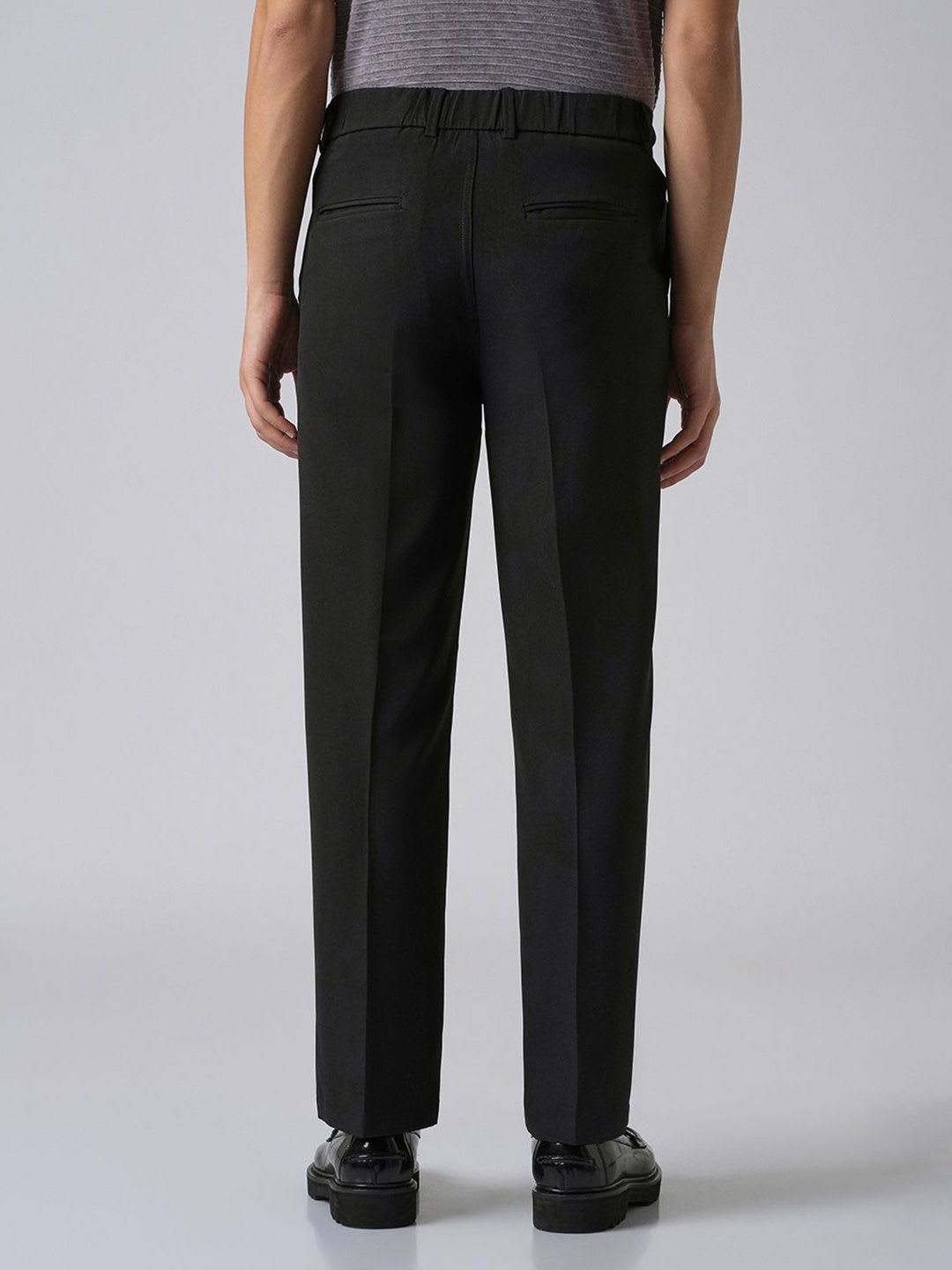 Banana Club Men Black Relaxed Fit Trousers - back view