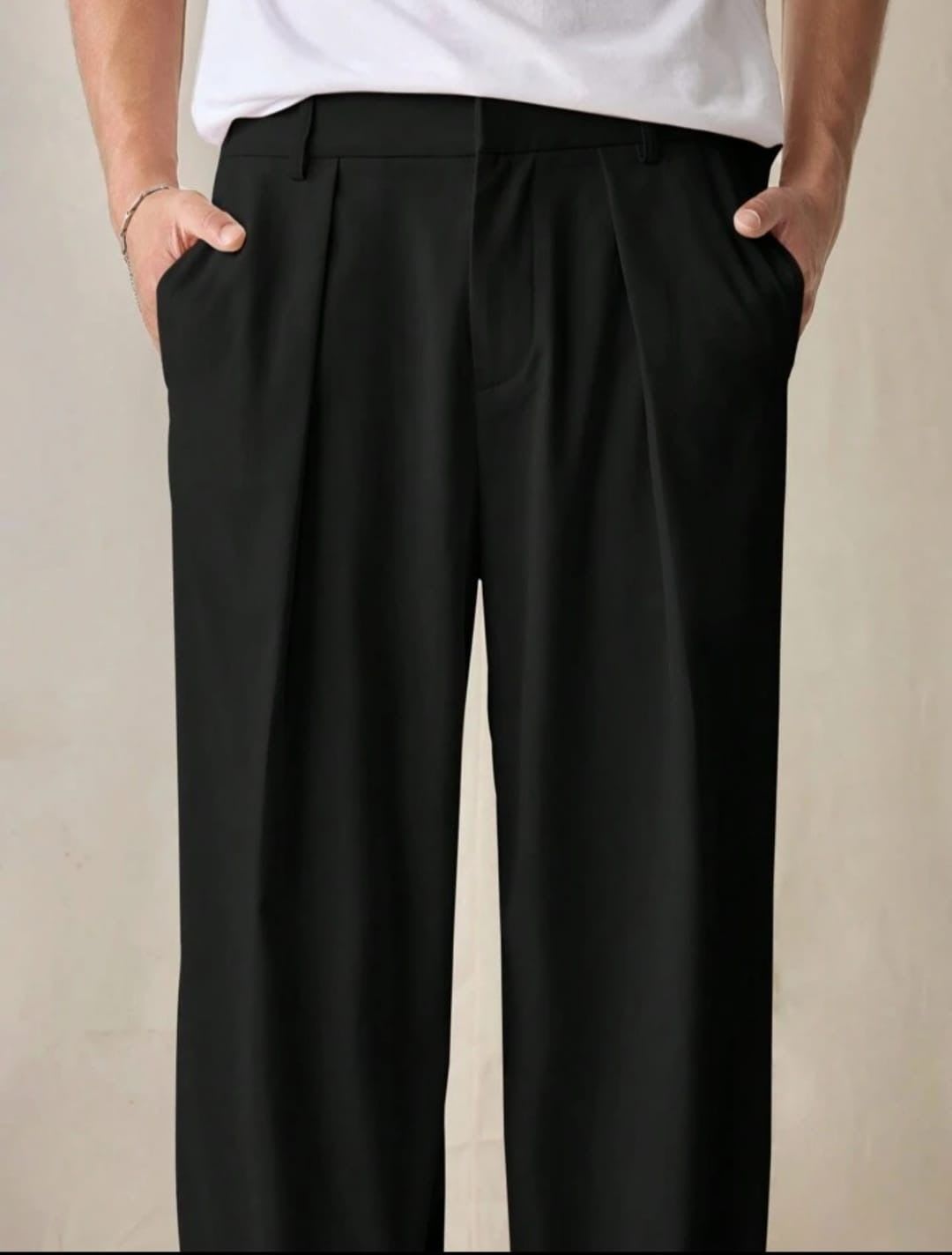 BROADSTAR Men Smart Loose Fit Easy Wash Pleated Trousers - back view