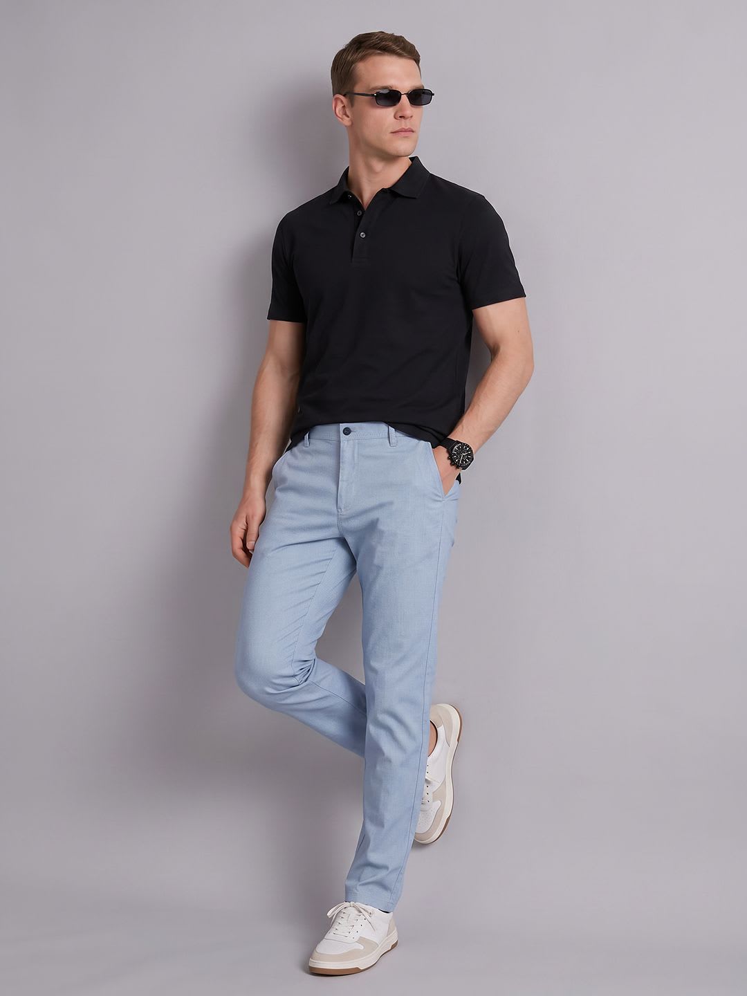 Blackberrys Men Casual Stretchable Cotton Chinos Trousers - back view