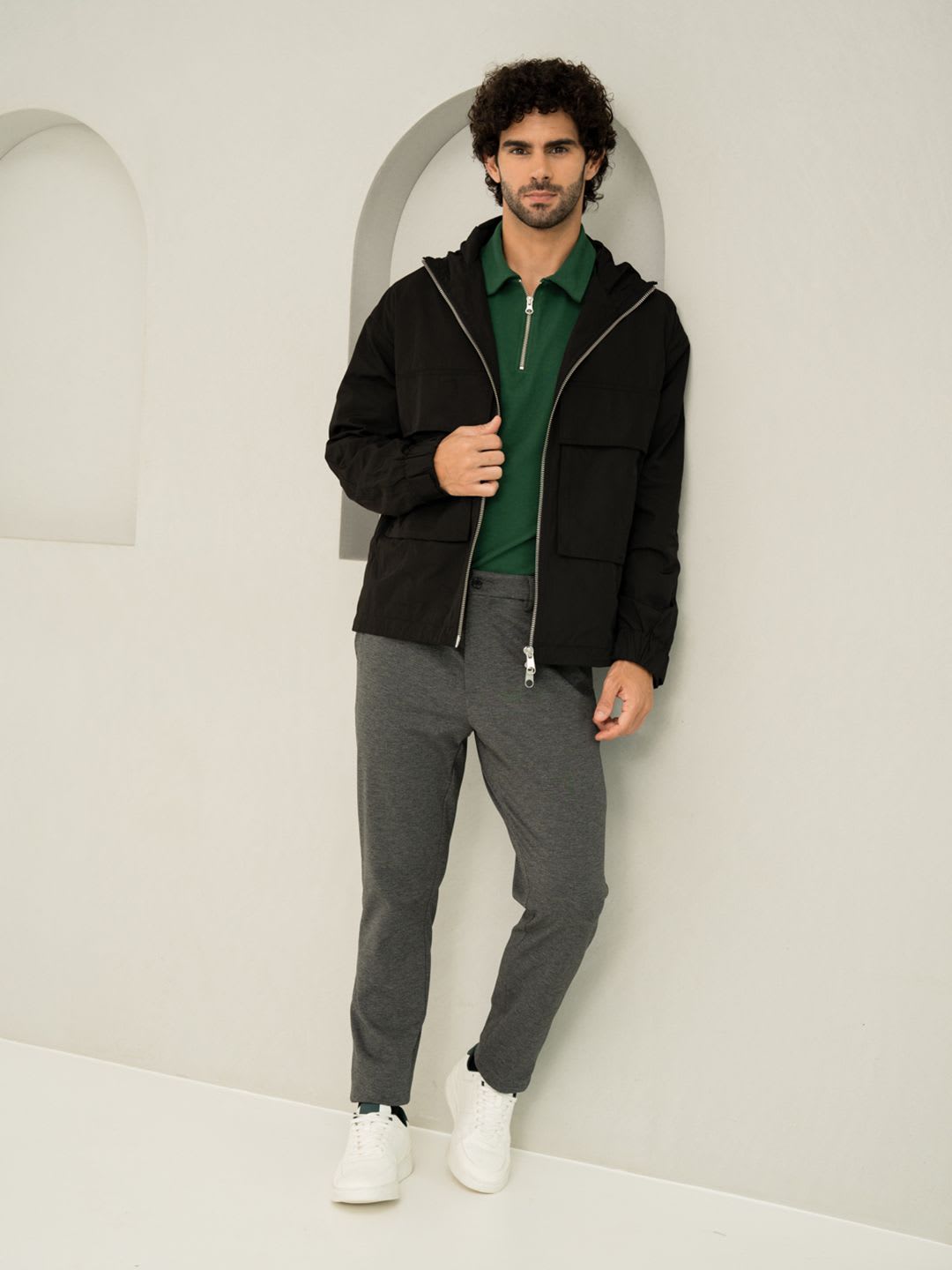 The Pant Project Charcoal Slim-Fit Wrinkle-Free Power-Stretch Knitted Trousers - right view