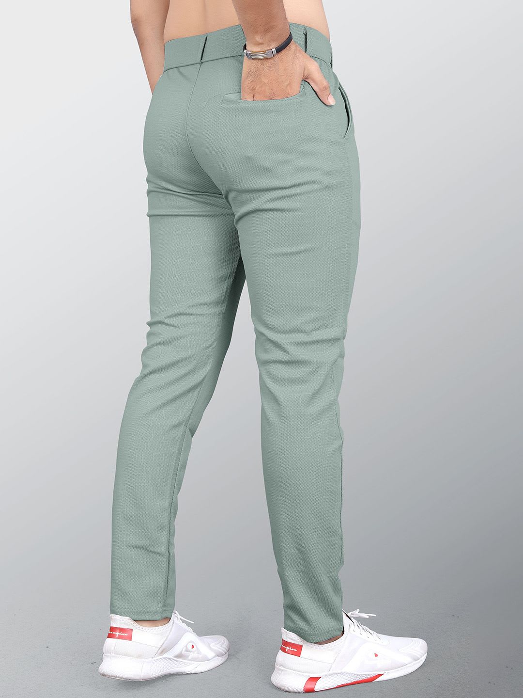 INDICLUB Men Relaxed Formal Trousers - back view