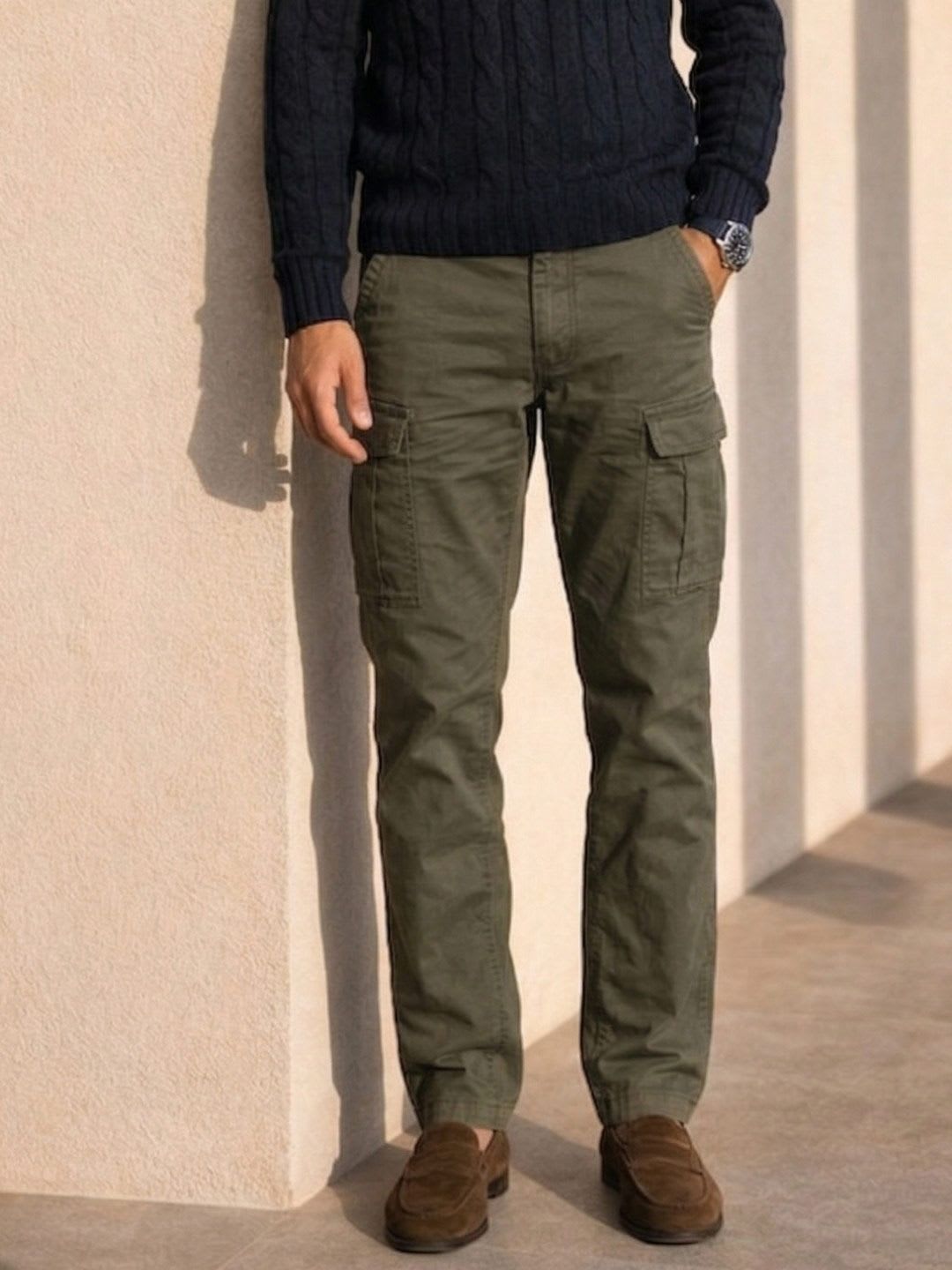 Louis Philippe Jeans Louis Philippe Men Relaxed Straight fit Comfort Stretch Travel Friendly Casual Trouser - default view