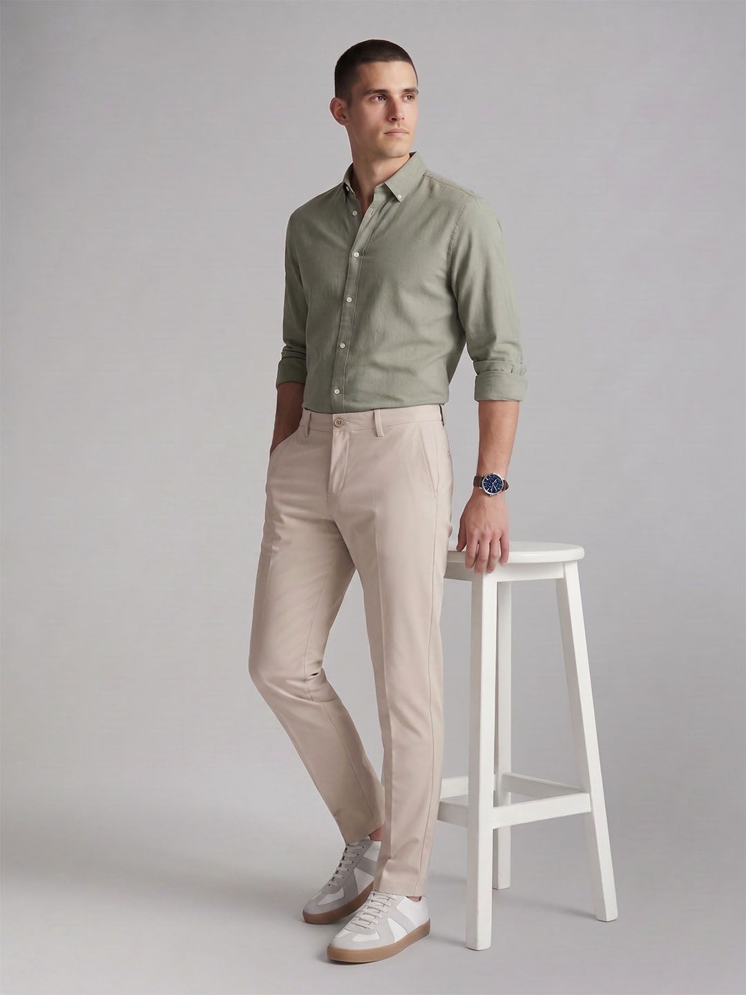Louis Philippe Ath.Work Men Tapered Fit Trousers - back view