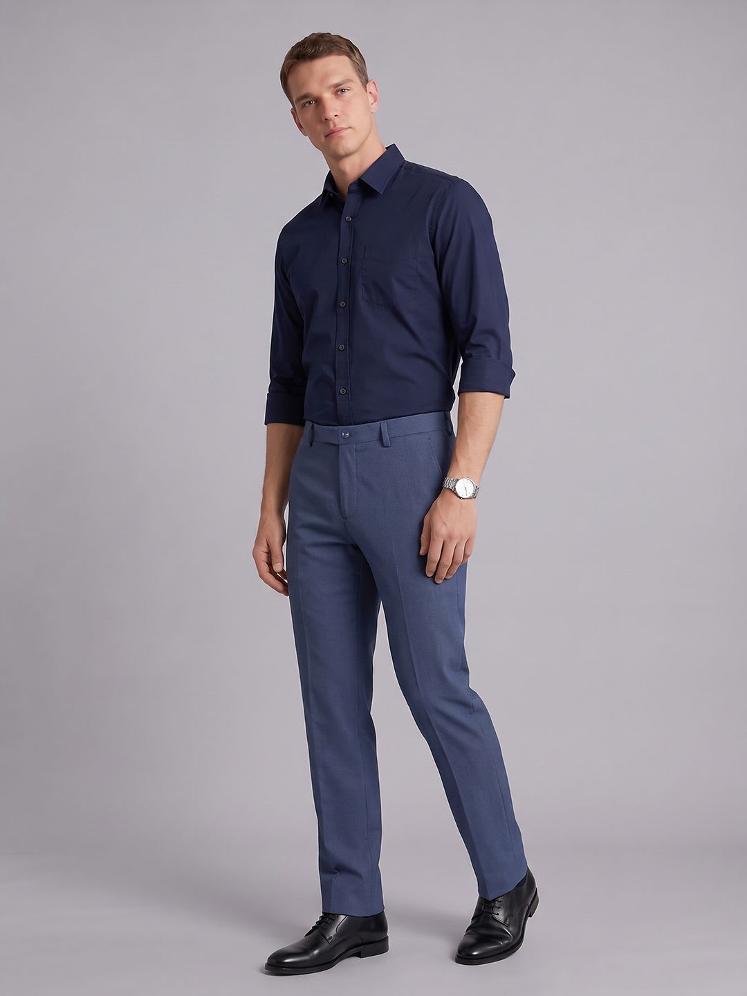 Blackberrys Men B95 Textured Slim Fit Trousers - back view