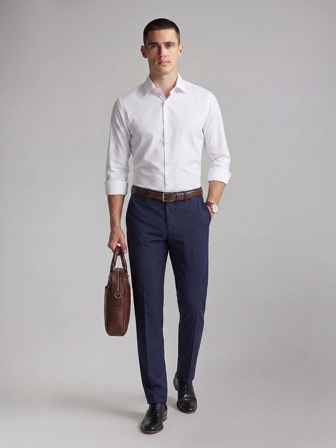 Allen Solly Men Slim Fit Formal Trousers - back view