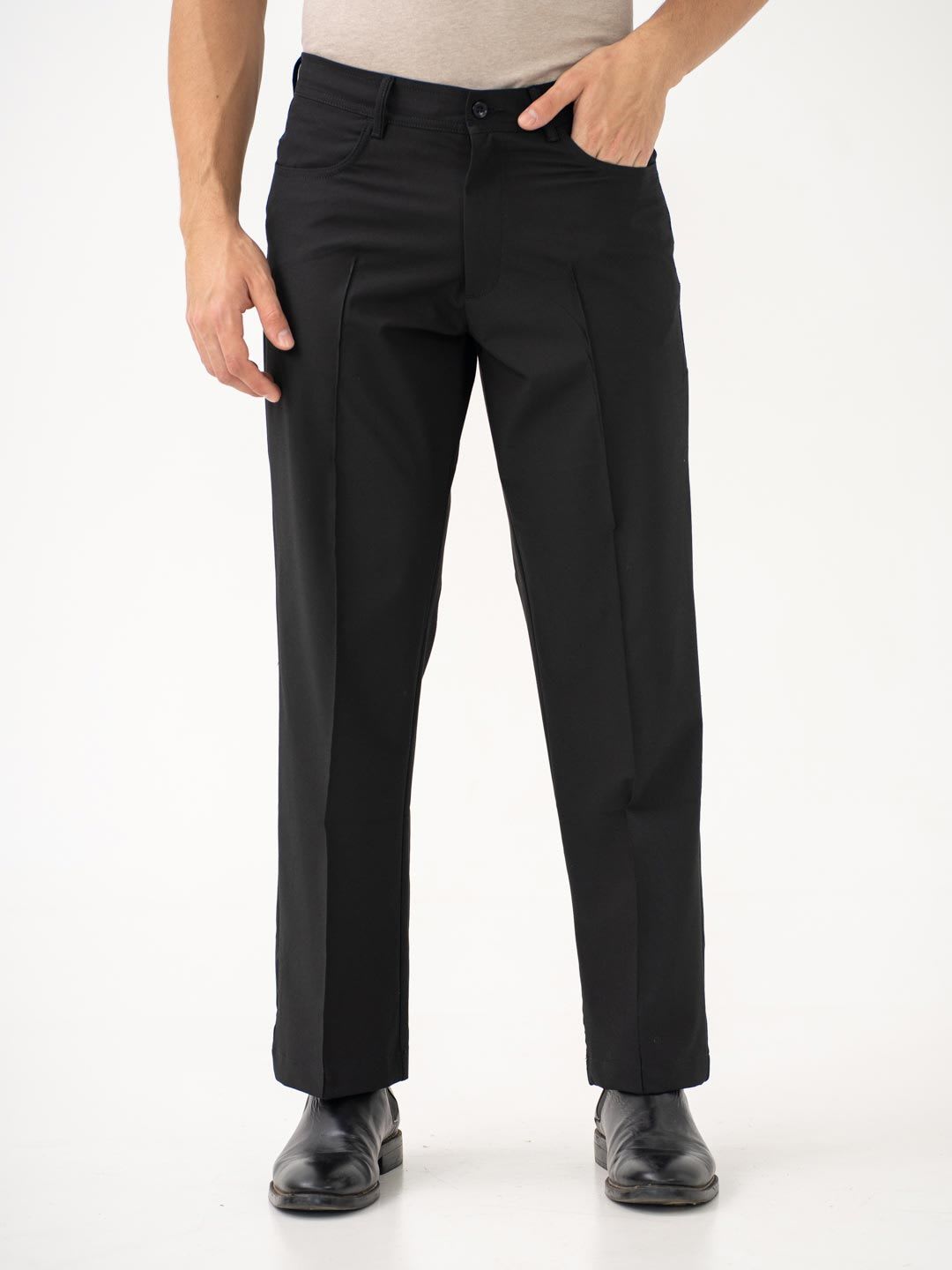 The Pant Project Men Lunar Black Korean Relaxed-Fit Pintuck Pants - default view