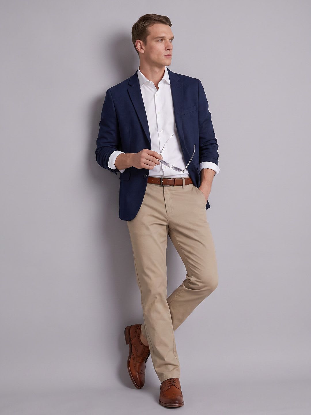 Blackberrys Men Slim Fit Easy Wash Trousers - back view