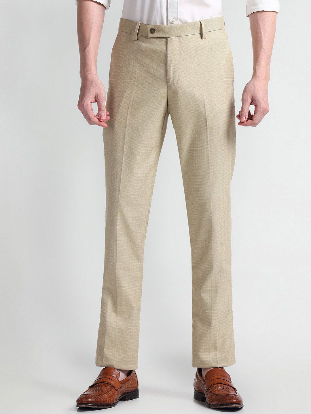 Arrow Men Textured Formal Trousers - default view