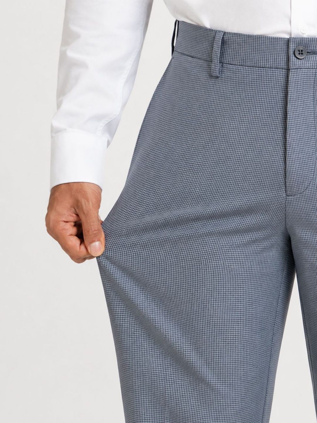 The Pant Project Men Grey Relaxed Wrinkle Free Trousers - right view