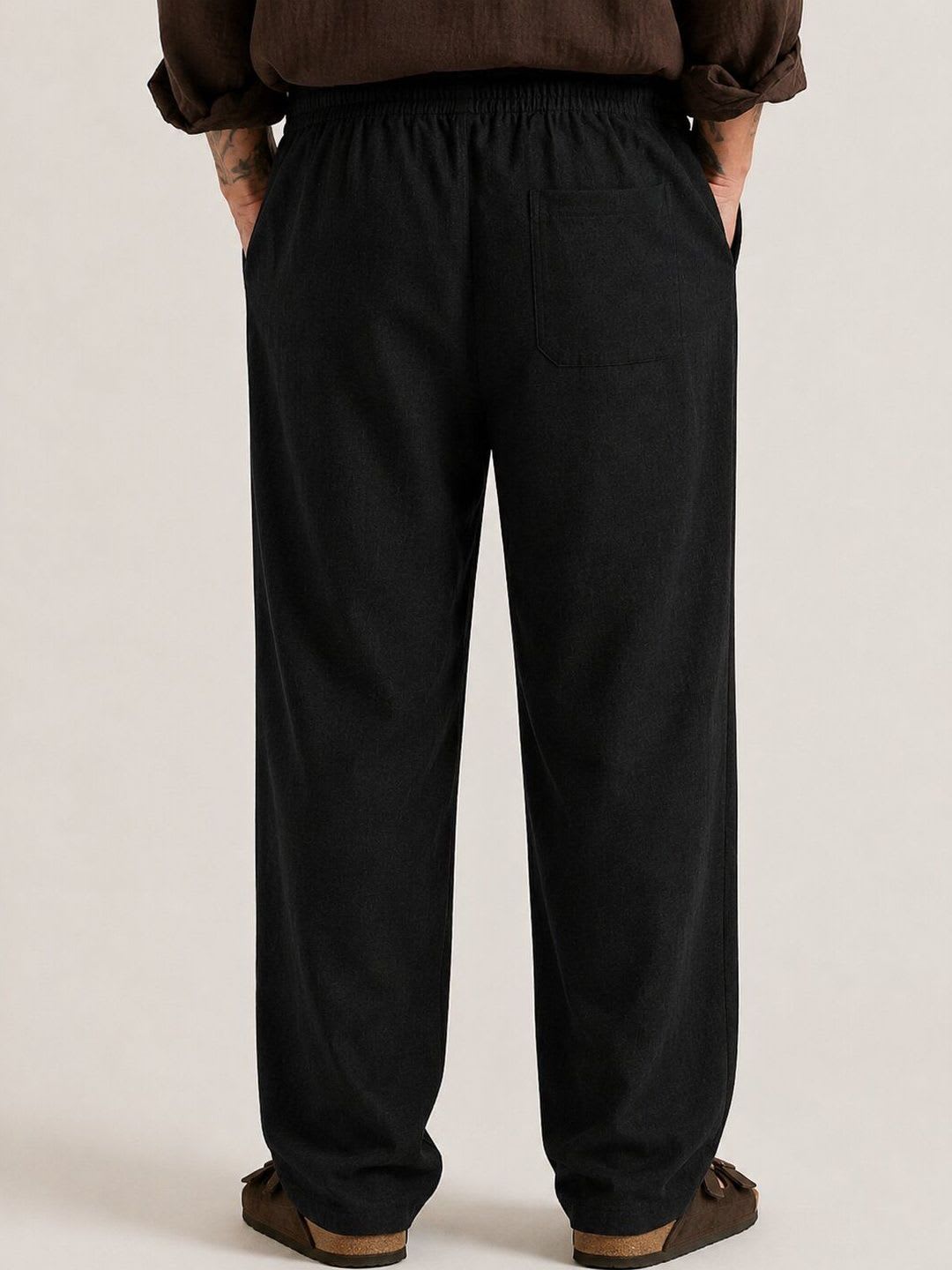 SAINT PEACH Men's Mid-Rise Relaxed Fit Cotton Linen Pant - left view