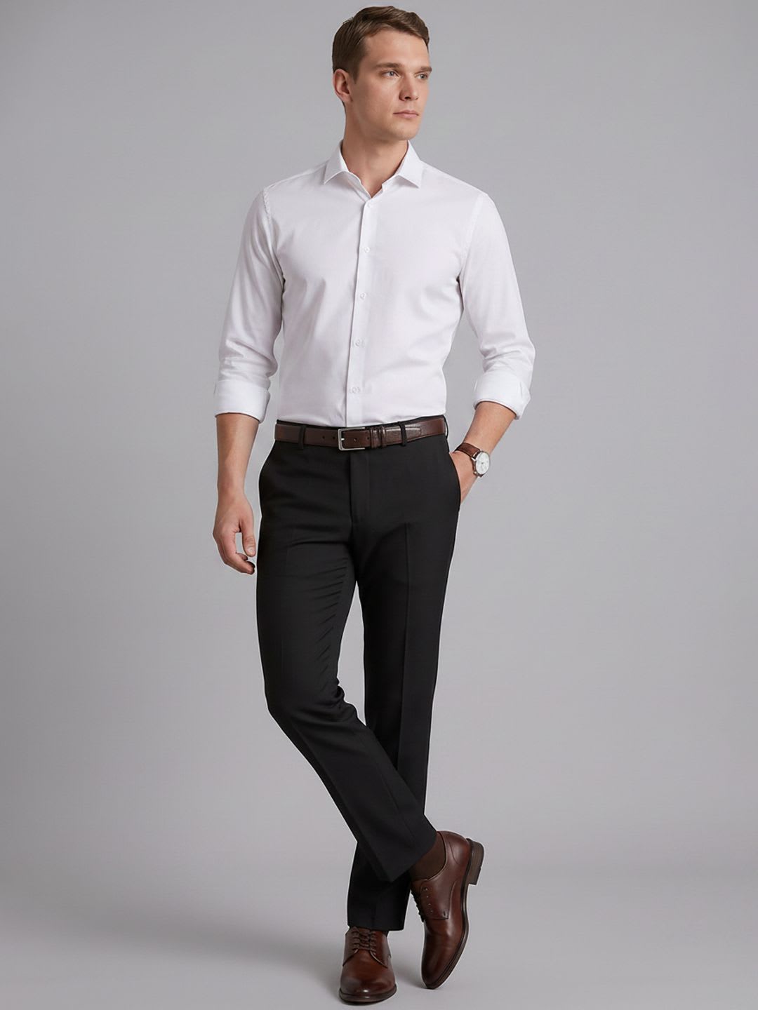 Arrow Mid-Rise Cotton Formal Trousers - back view