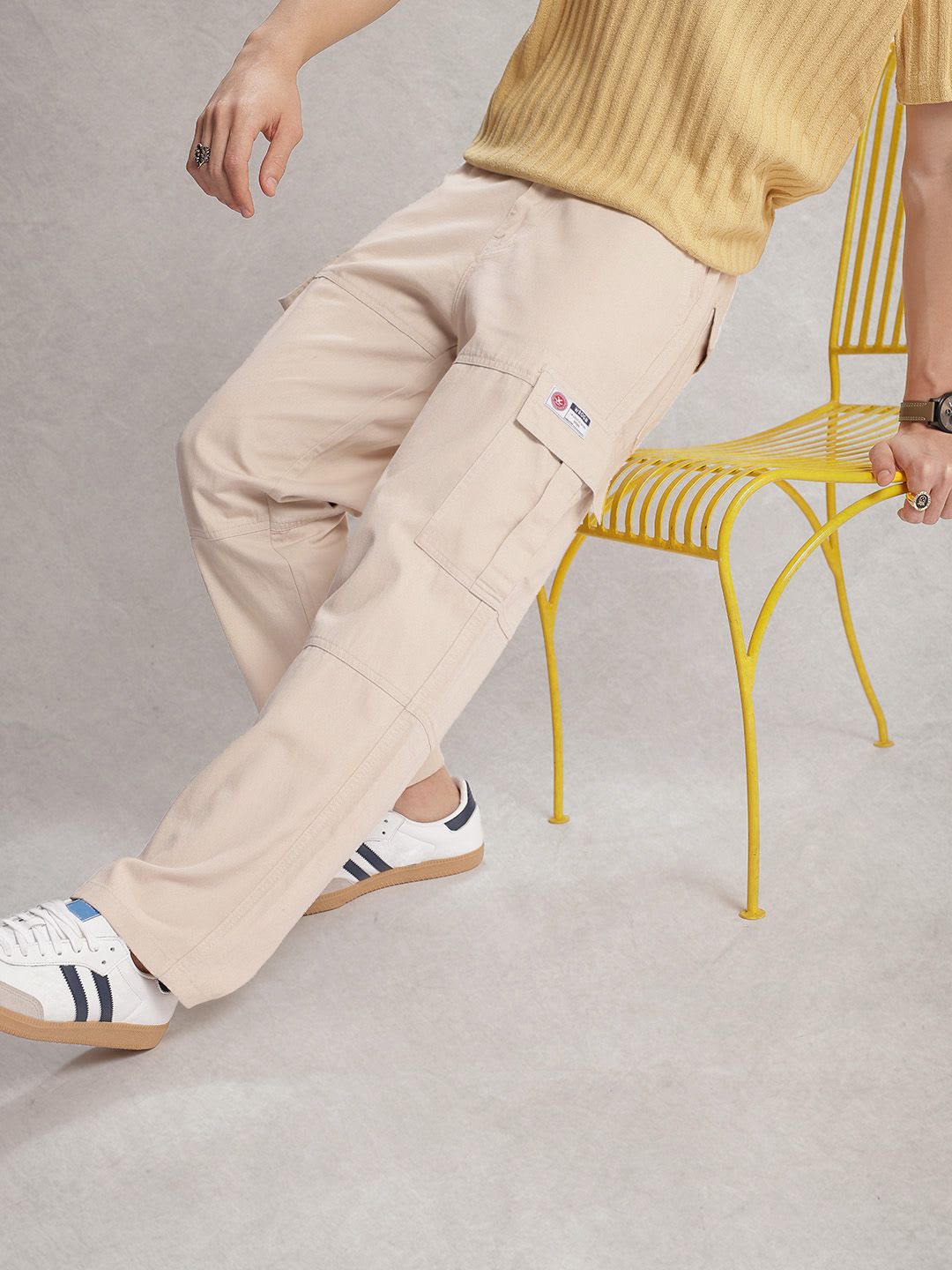 WROGN Men Pure Cotton Oversized Cargos Trousers - default view