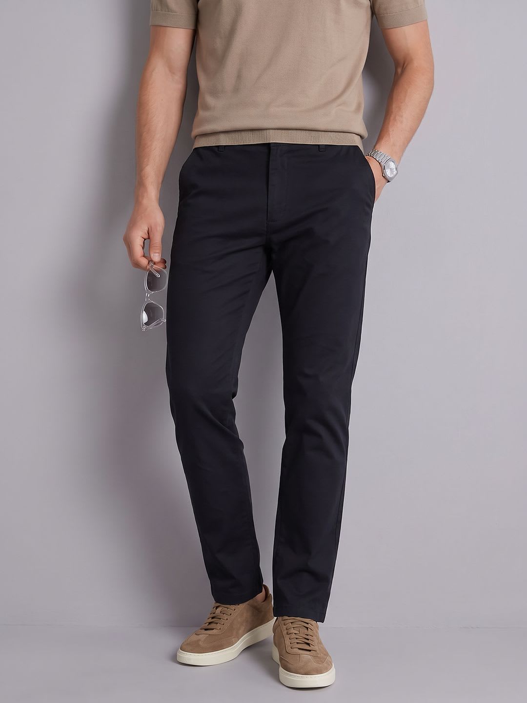 Blackberrys Men Slim Fit Easy Wash Trousers - default view