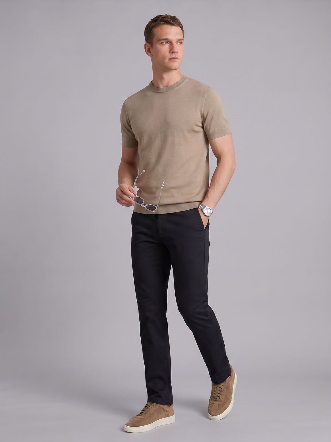 Blackberrys Men Slim Fit Easy Wash Trousers - back view